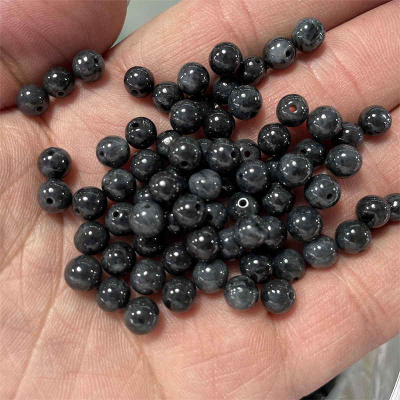 DIY饰品配件翡翠A货深油色乌鸡圆珠散珠 翠玉油青珠子