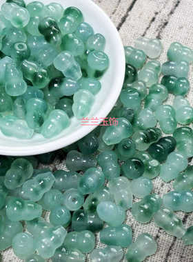 冰种飘花小葫芦8*11mm翡翠色巴山散珠串珠DIY配件饰品配饰