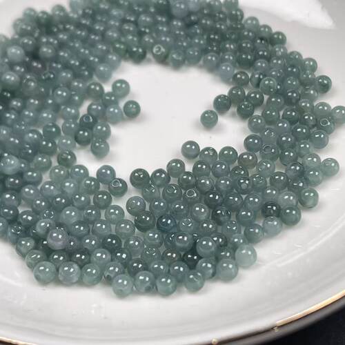 天然翡翠A货3.5mm蓝水散珠diy手工编制手链项链小米珠危地马拉料
