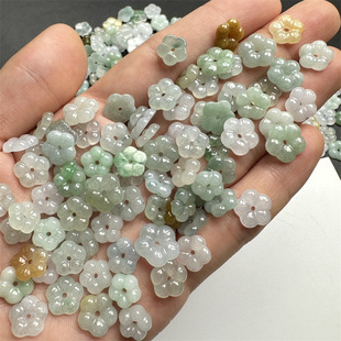 缅甸翡翠A货冰种三彩小花散件饰品配件DIY配珠编织用花瓣配饰