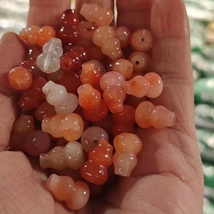 新疆金丝玉红色葫芦散珠 葫芦男女士手串 手链  项链 配饰配件