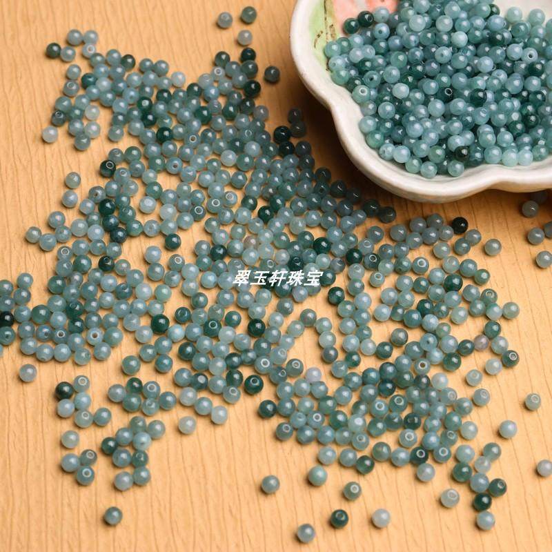 天然翡翠A货3.5mm蓝水散珠diy手工编制手链项链小米珠危地马拉料图片