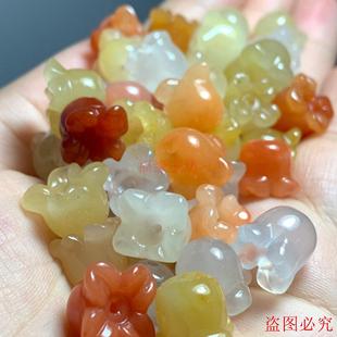 天然金丝玉三色玉石风铃花饰品配件diy编制手链耳坠车挂配饰材料