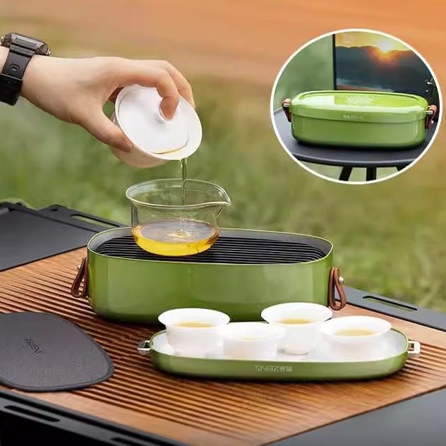 哲品旅行茶具功夫泡壶茶杯茶具套装户外露营便携盖碗茶海茶盘公杯,餐饮具,旅行茶具,淘宝优惠券,粉丝福利购,淘宝优惠卷