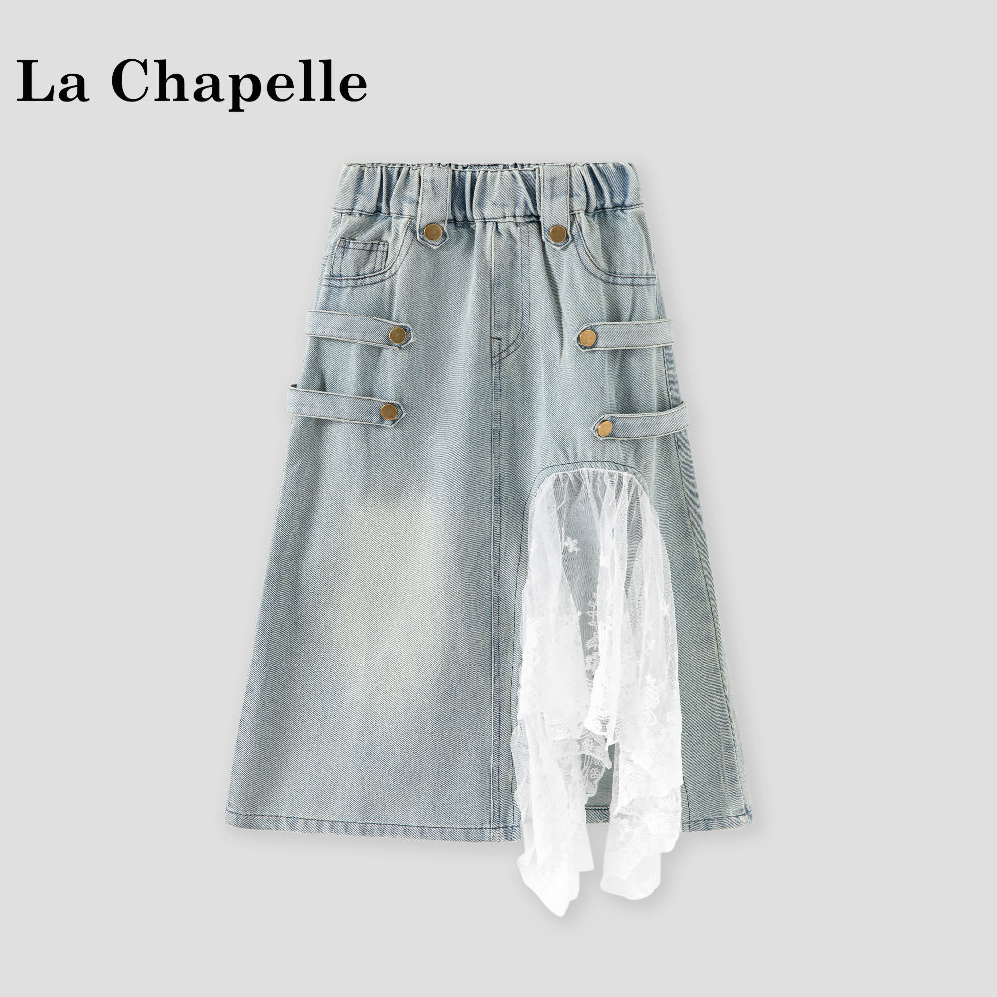 拉夏贝尔女童夏装牛仔裙薄款