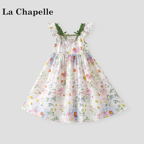 La Chapelle【拉夏贝尔】夏季甜美女童碎花吊带公主连衣裙LD2964