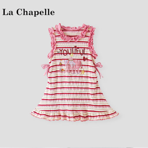 La Chapelle【拉夏贝尔】夏季时尚女童无袖条纹背心连衣裙LD2936