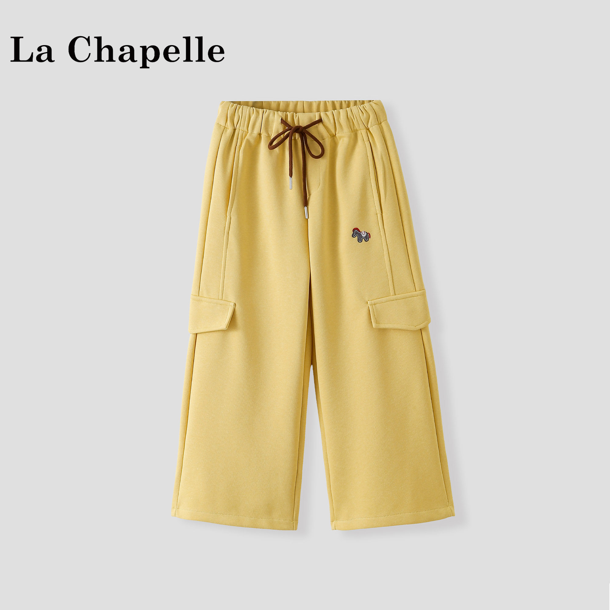 拉夏贝尔女童裤子2026新款春装阔腿裤儿童长裤洋气女孩运动卫裤潮