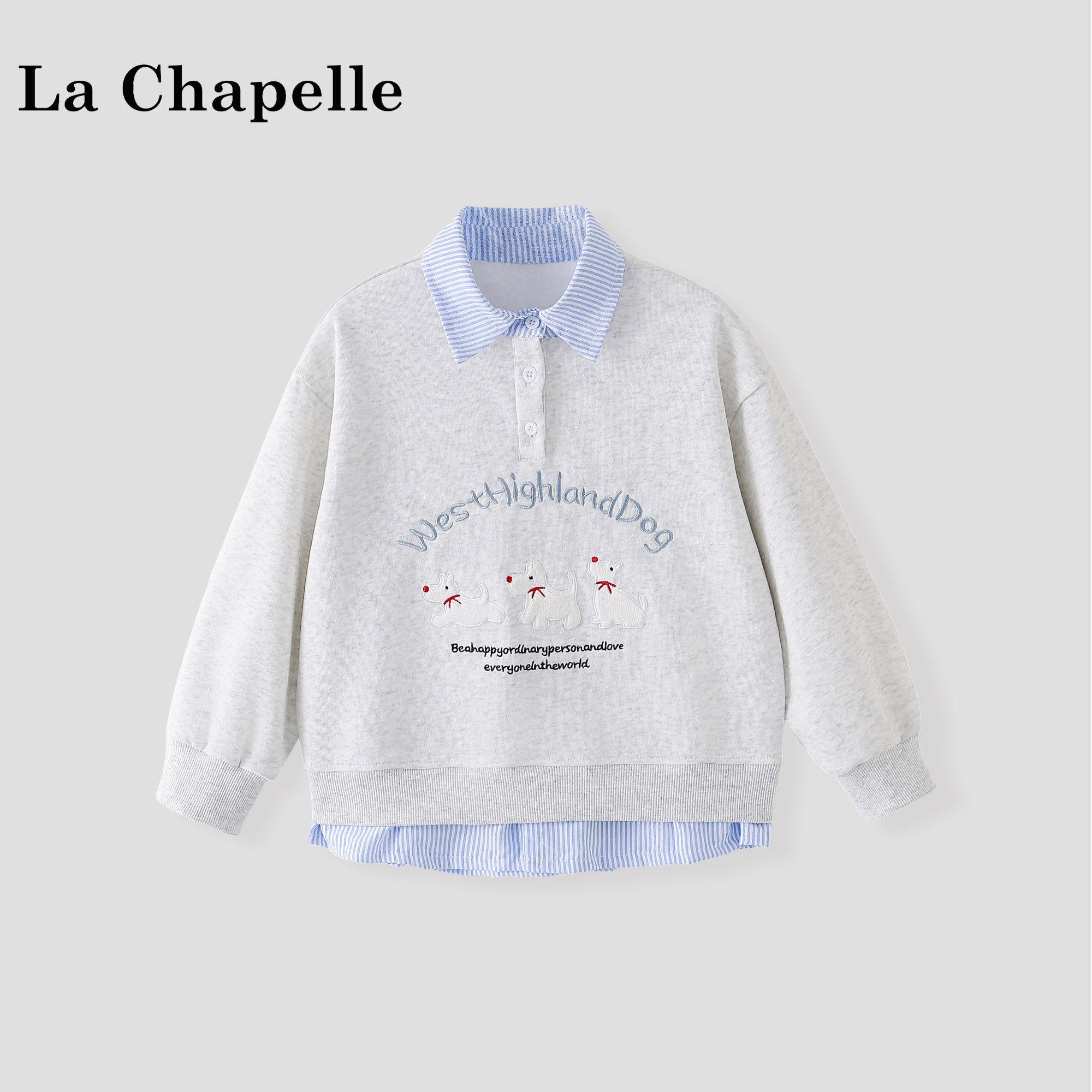 拉夏贝尔女童卫衣2026新款女孩衣服中大童假两件春装儿童休闲上衣