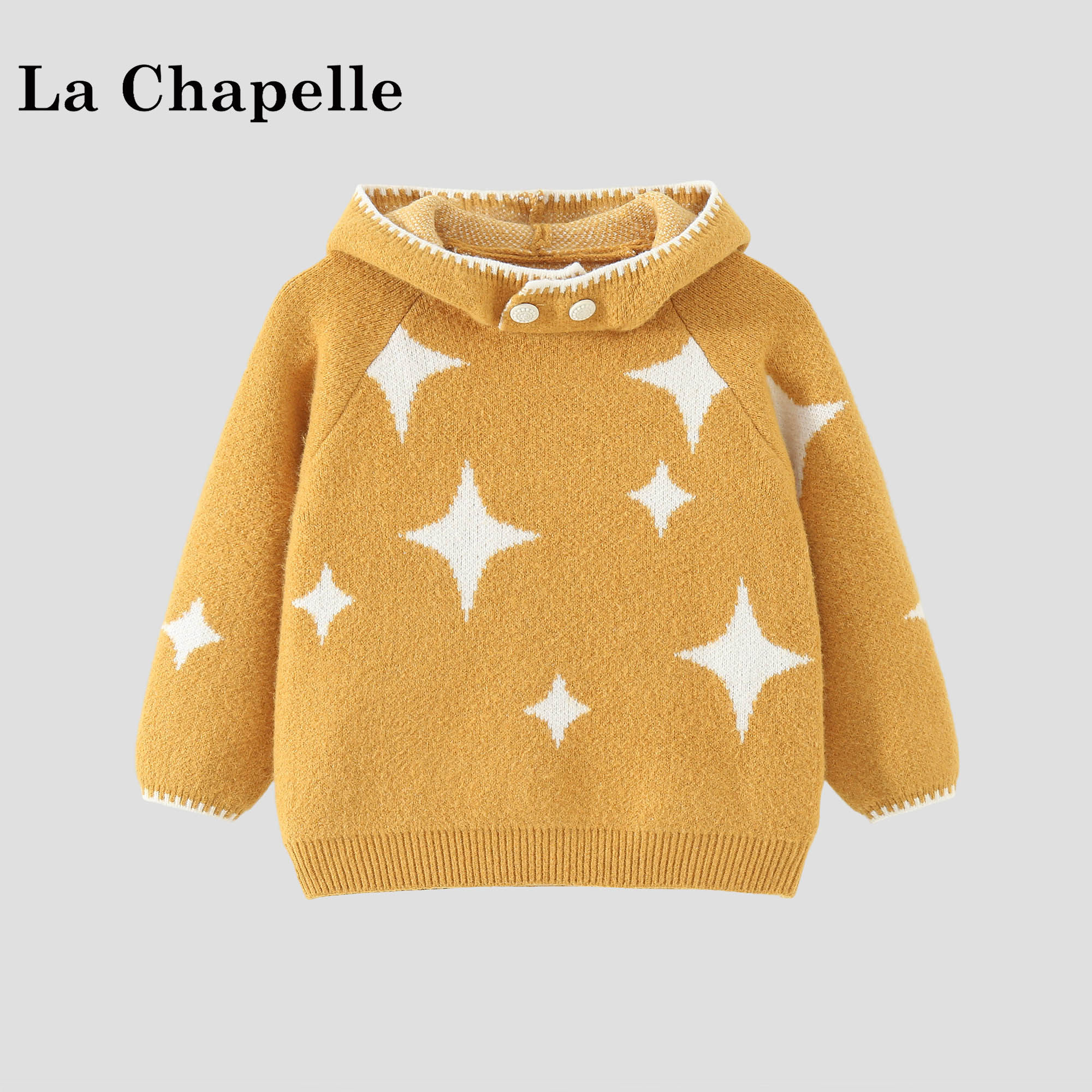 La Chapelle【拉夏贝尔】冬季儿童时尚连帽星星提花针织衫LA3905