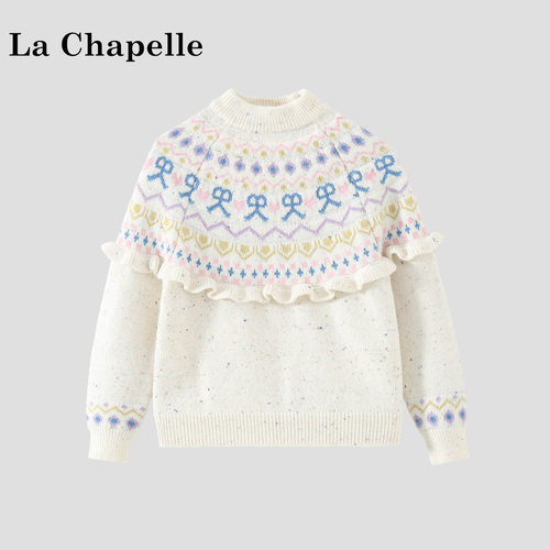 La Chapelle【拉夏贝尔】秋冬季女童新款宽松套头针织毛衣LA3794