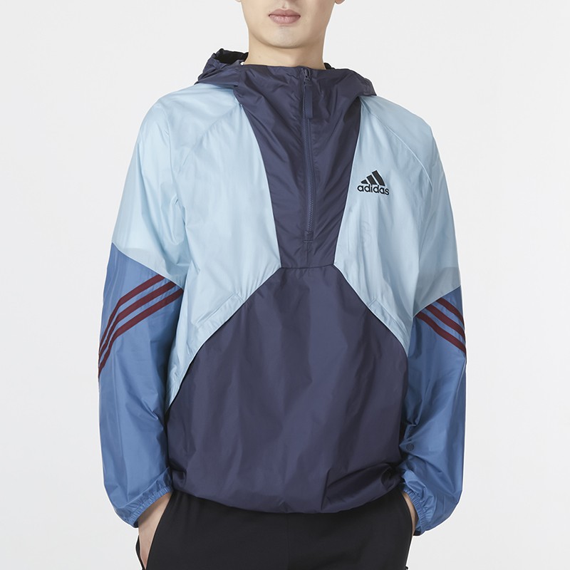 Adidas阿迪达斯外套男2024春新款运动服宽松防风连帽夹克衫H657