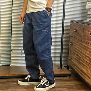 宽松美式 蓝色cityboy 日系复古纯色工装 男款 春秋 子 复古 长裤 裤