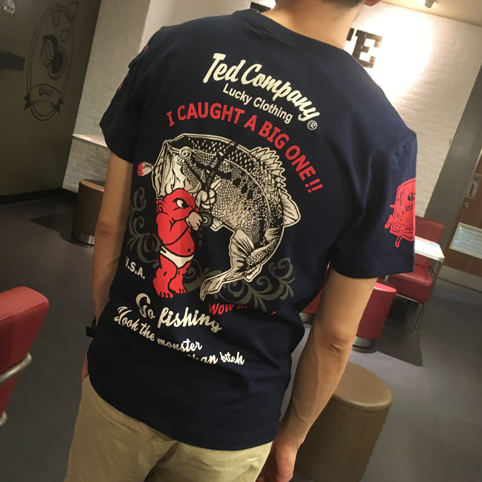 石头家 日系印花 纯棉小恶魔日系刺青 渔夫钓鱼潮人T恤男短袖