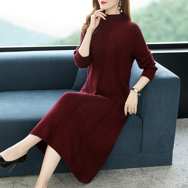专柜正品纯山羊绒衫女长款过膝毛衣秋冬打底羊毛衫气质针织连衣裙,女装/女士精品,连衣裙,淘宝优惠券,粉丝福利购,淘宝优惠卷