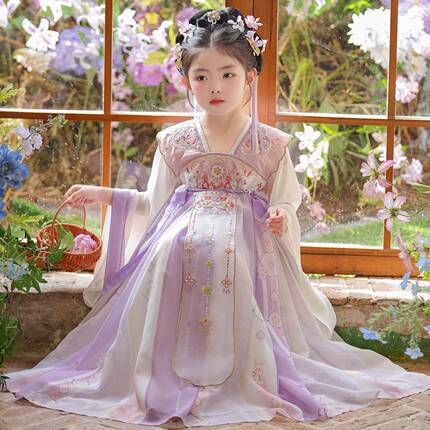 汉服女童秋季超仙2026新款古风连衣裙小女孩中秋国风唐装儿童古装
