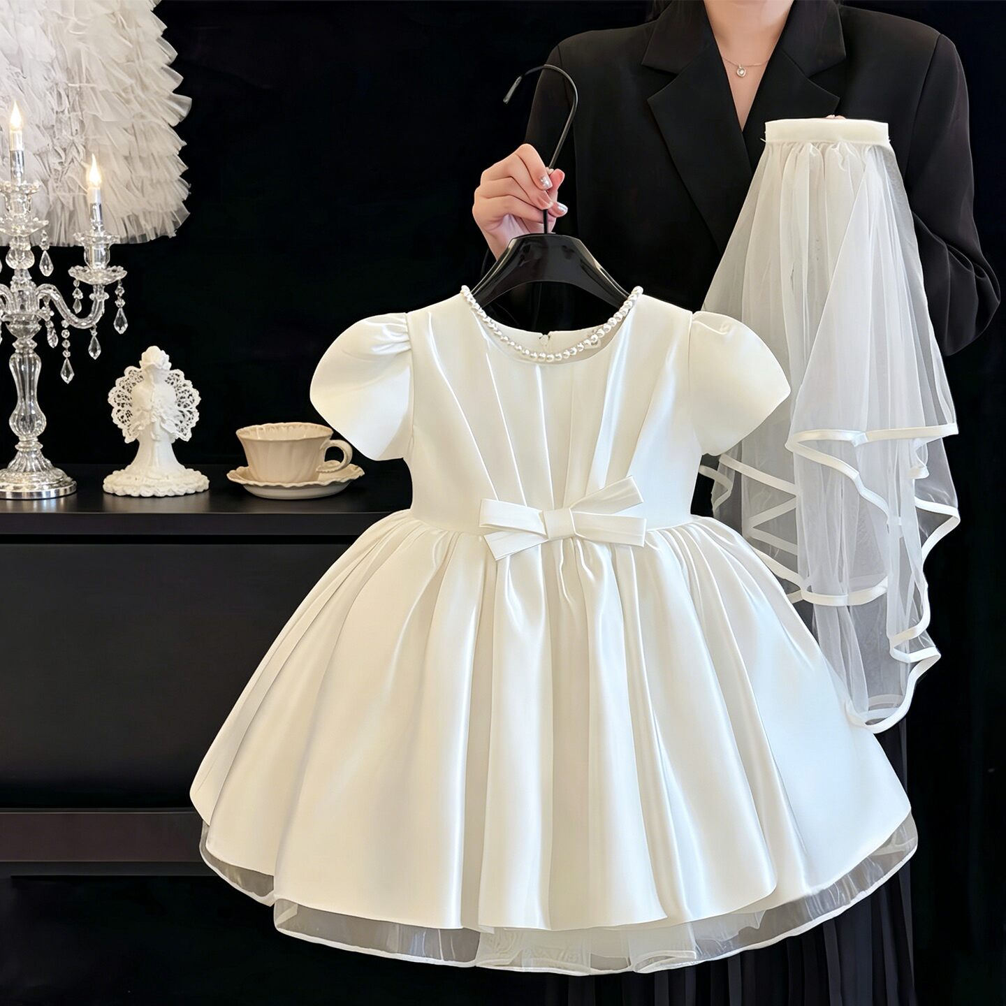 女童公主裙轻奢小众高端2026新款儿童生日礼服女孩花童婚礼蓬蓬裙
