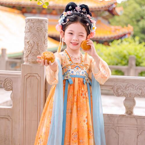 汉服女童中秋节服装儿童2026新款古风公主裙超仙中国风古装连衣裙