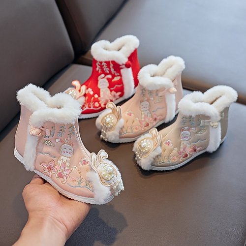 汉服靴子女童加绒冬季古风