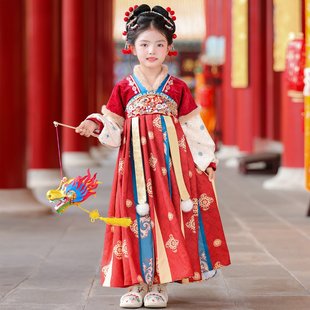 汉服女童冬季2026新款古装连衣裙儿童拜年服国风唐装女孩古风裙子