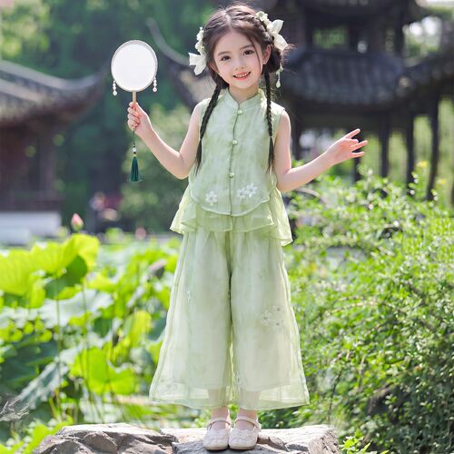 女童新中式国风套装2026新款夏季儿童汉服古风女孩日常可穿两件套