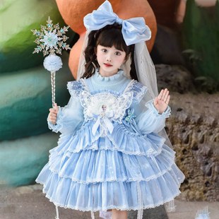 艾莎公主裙女童冬装2026新款冰雪奇缘女孩爱莎生日礼服儿童连衣裙