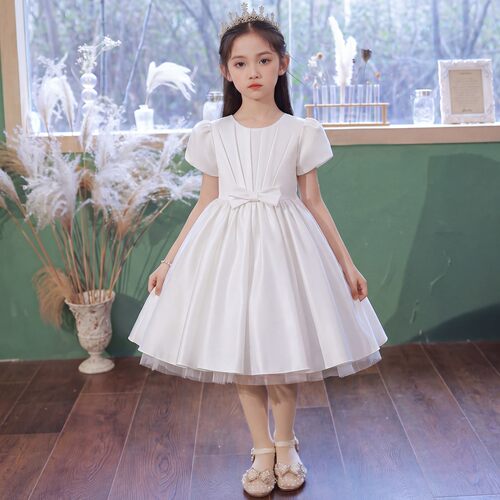 女童白色礼服生日公主裙高端2026新款女孩婚礼花童儿童六一演出服