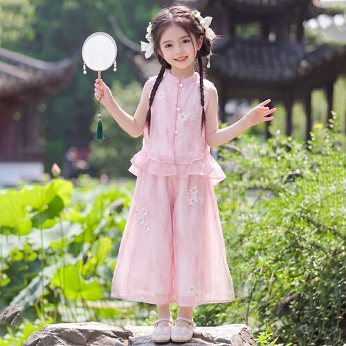 女童新中式国风套装2026新款夏季儿童汉服古风女孩日常可穿两件套