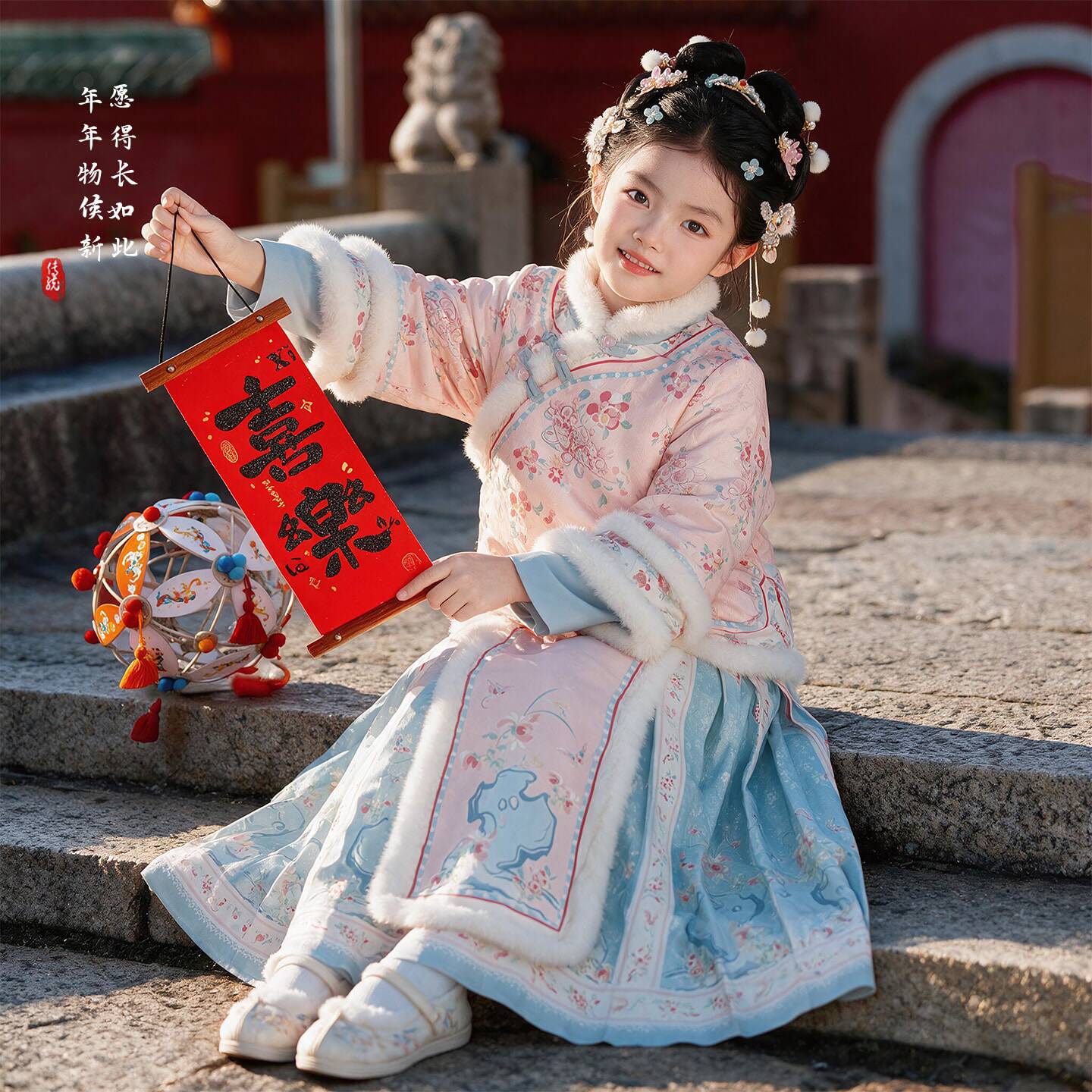 女童古风汉服明制套装2026新款冬装儿童国风加厚格格服女孩拜年服