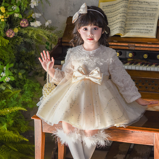 女童连衣裙秋装2025新款洋气儿童裙子春秋季小女孩生日礼服公主裙