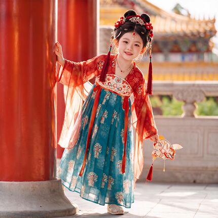 女童汉服古装2026新款儿童超仙国风公主连衣裙小女孩中秋古风唐装