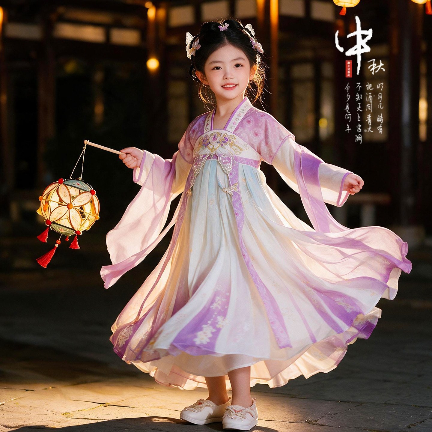 汉服女童中秋节服装2026新款儿童国风连衣裙女宝古风仙气公主襦裙