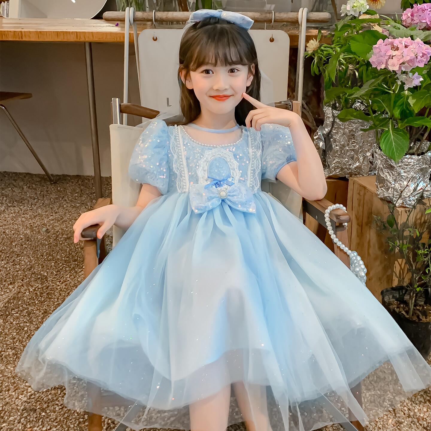 艾莎公主裙女童蓬蓬纱裙子2026新款夏季儿童小女孩生日爱莎连衣裙