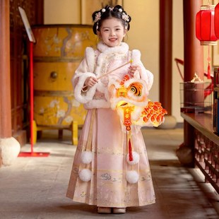 女童汉服拜年服2026新款冬季明制国风套装儿童中式加厚女孩过年服