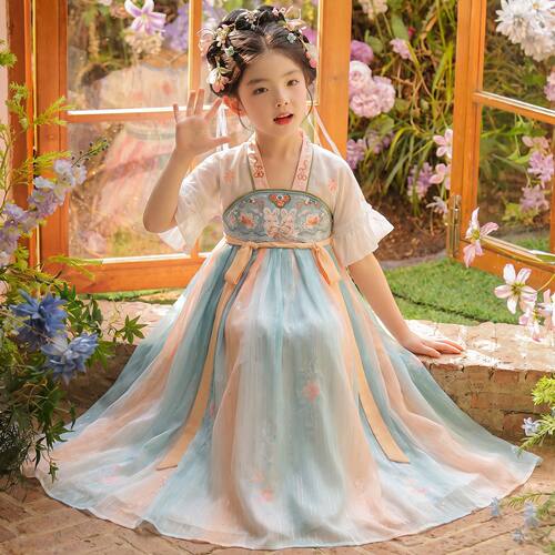 汉服女童夏季2026新款古风公主连衣裙女孩中国风唐装儿童古装裙子