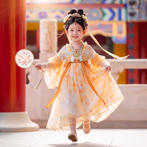 女童汉服中秋节服装穿搭2026新款儿童中国风超仙古风连衣裙古装裙