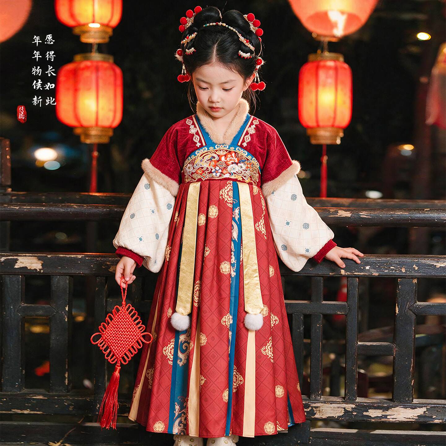 汉服女童冬季2026新款儿童古装连衣裙国风红色拜年服女孩古风襦裙