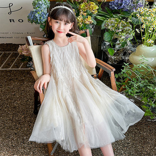 兒童夏季 裙子背心裙小女孩洋氣網紗連衣裙 2025新款 女童公主裙夏裝