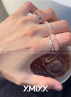 天然高冰金丝玉天山翠素圈玉戒