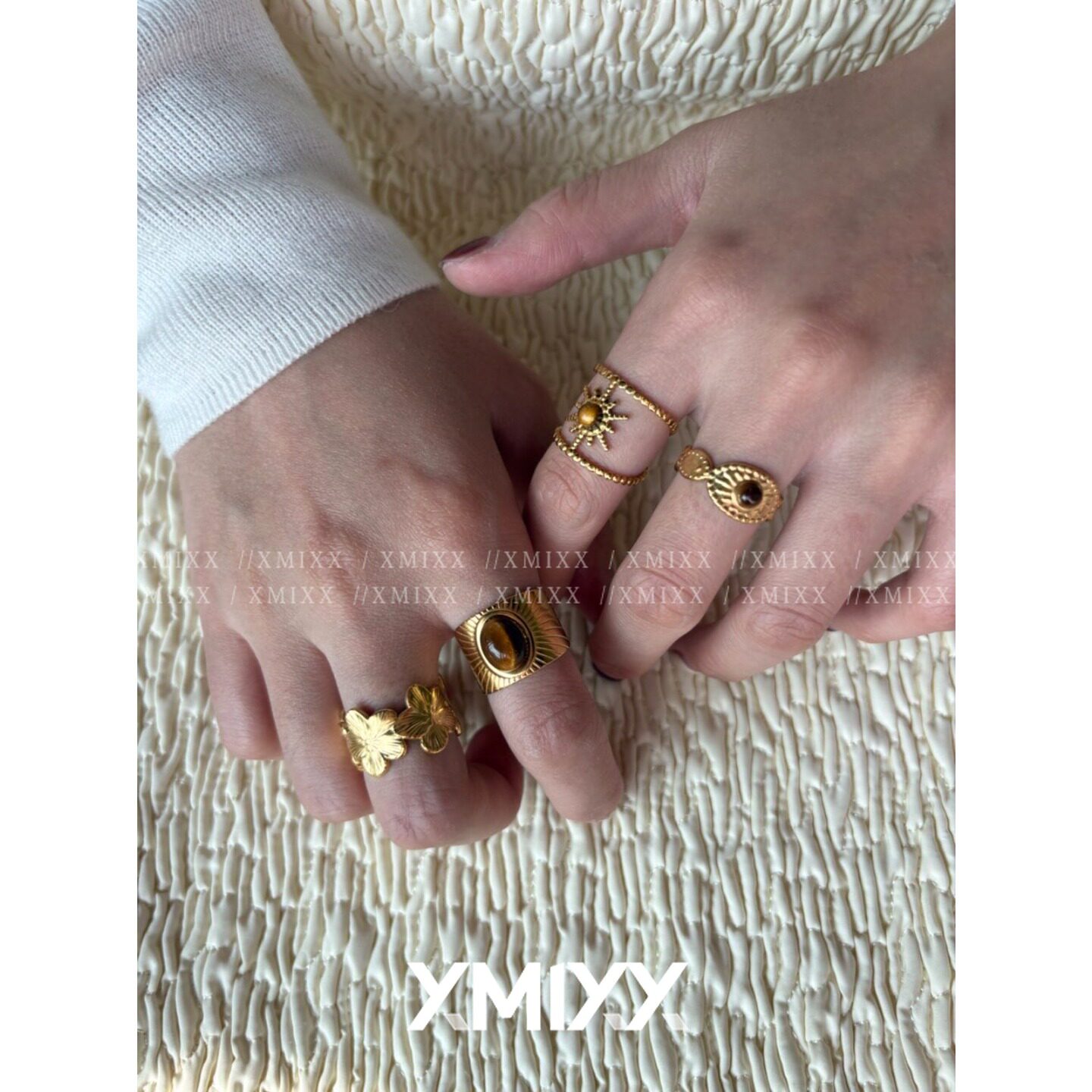 XMIXX古着vintage虎眼石开口戒指