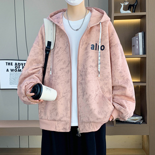 2026新款港风外套男孩青少年宽松运动帽衫春秋季初中高中学生夹克