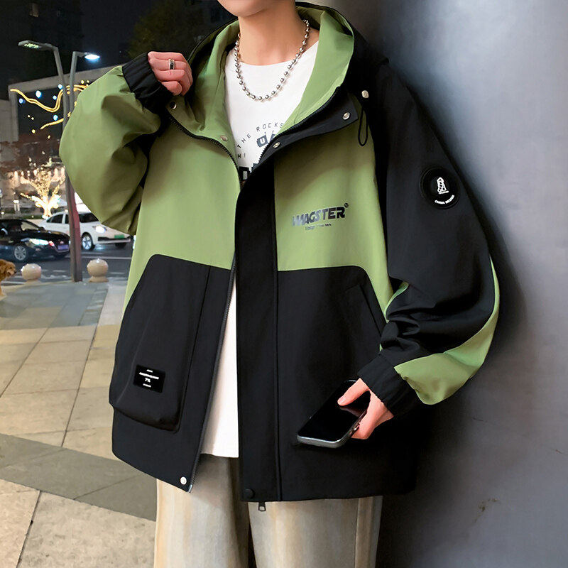 2025春季新款外套男孩青少年时尚潮流撞色夹克男初高中学生上衣服