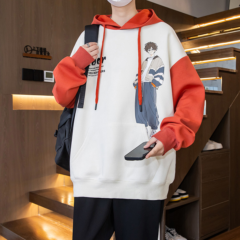 春秋季初中生卫衣男孩12-15岁青少年运动上衣服高中学生撞色外套