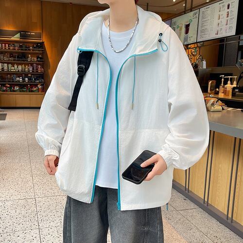 青少年防晒衣夏季薄款透气外套男美式潮牌初中高中学生宽松防晒服