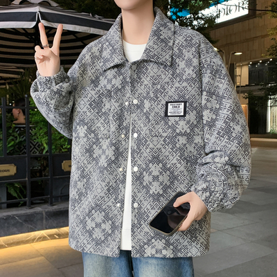青少年夹克春秋季连帽外套男2025新款初中高中学生潮流宽松冲锋衣