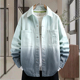 新款 时尚 潮流宽松长袖 渐变撞色牛仔外套男春季 衬衫 初高中学生夹克