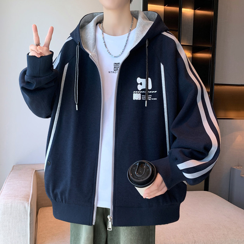 春秋季青少年运动外套男孩初中高中学生开衫卫衣港风宽松大童夹克