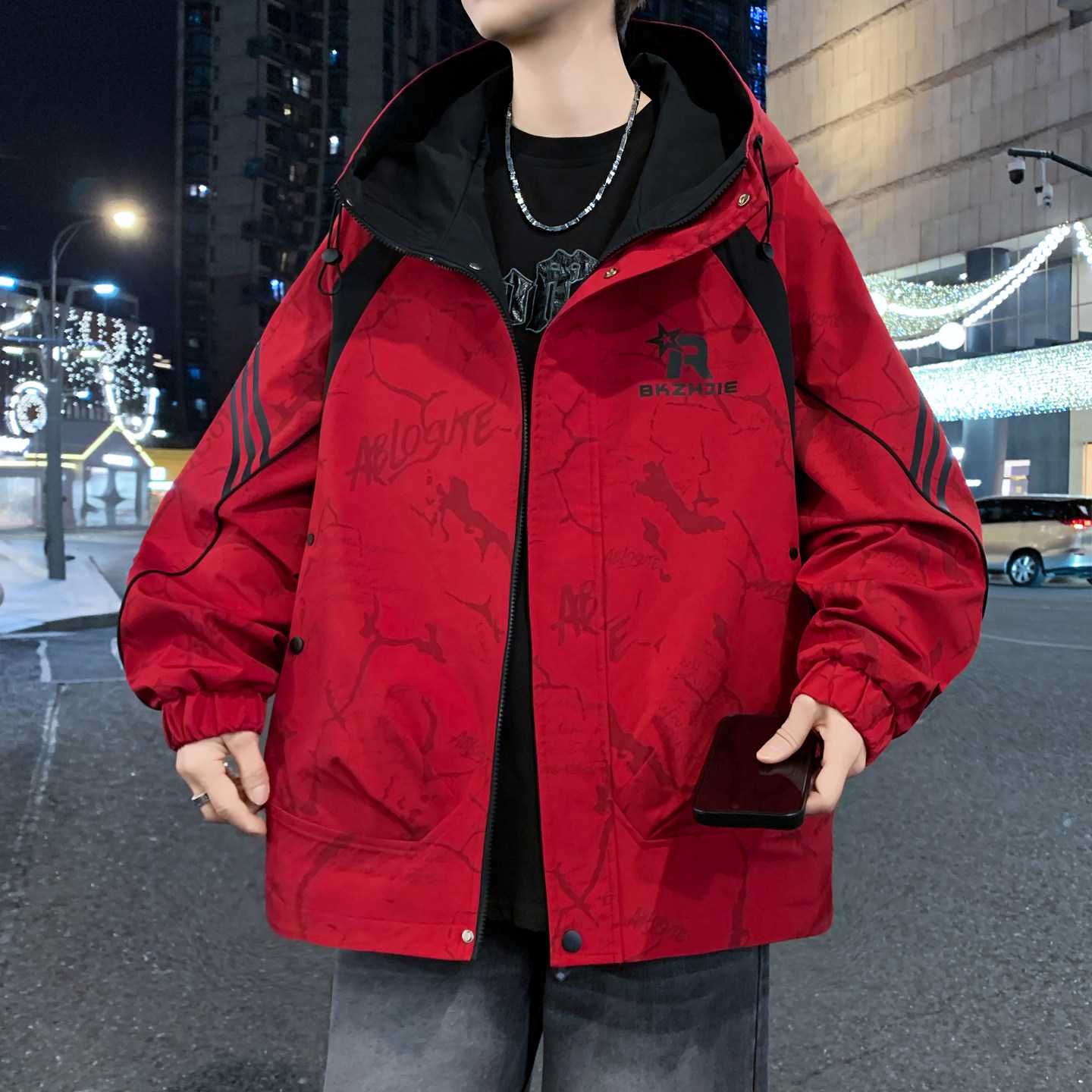 酷帅男孩冲锋衣2026春秋季新款初高中学生夹克时尚青少年大童外套