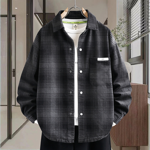 青少年春季牛仔衣外套男2026新款初高中学生格子长袖衬衫男款夹克