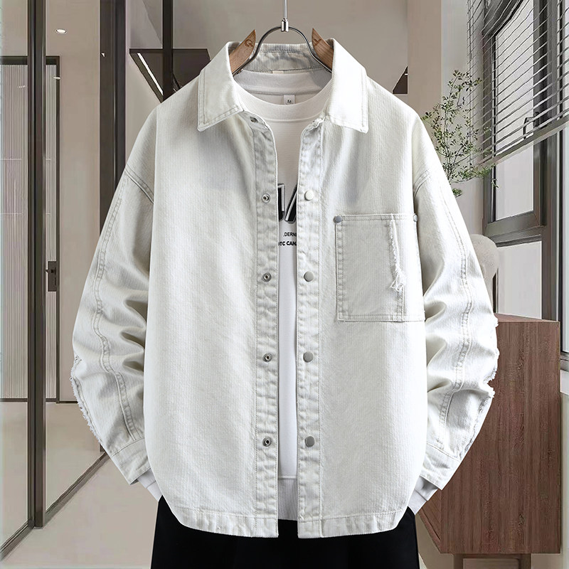 青少年牛仔衣外套男孩大童宽松翻领衬衣春秋季初高中学生潮牌夹克,男装,牛仔外套,淘宝优惠券,粉丝福利购,淘宝优惠卷